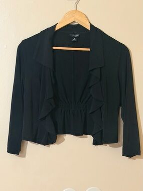 East 5th Black Open-Front Ruffle Cardigan